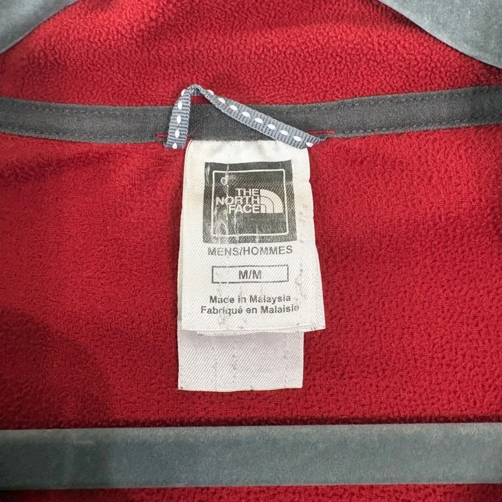 The North Face Fleece Sweater Men M Red TKA 100 1/4 Zip Pullover Two Tone Hiking